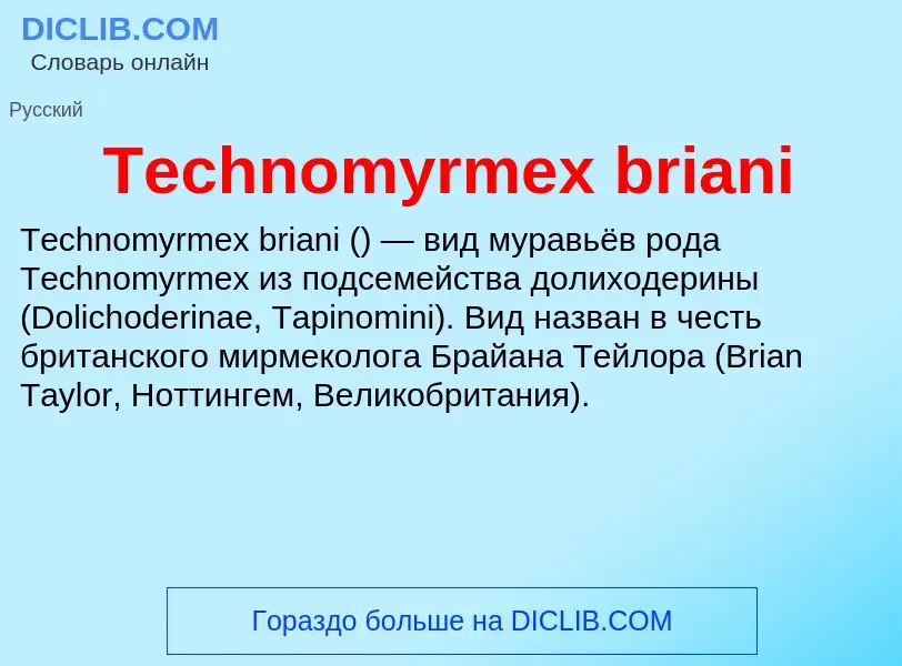 Что такое Technomyrmex briani - определение