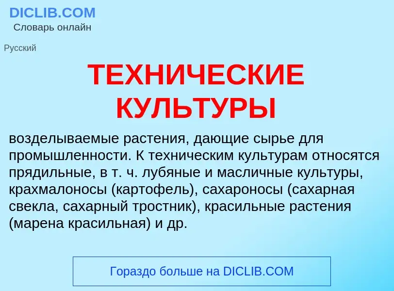 Wat is ТЕХНИЧЕСКИЕ КУЛЬТУРЫ - definition