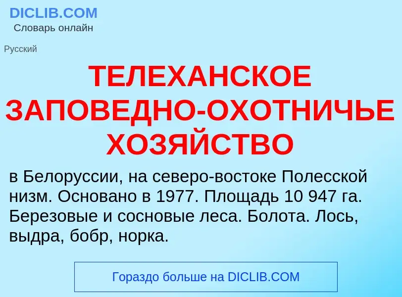 Che cos'è ТЕЛЕХАНСКОЕ ЗАПОВЕДНО-ОХОТНИЧЬЕ ХОЗЯЙСТВО - definizione