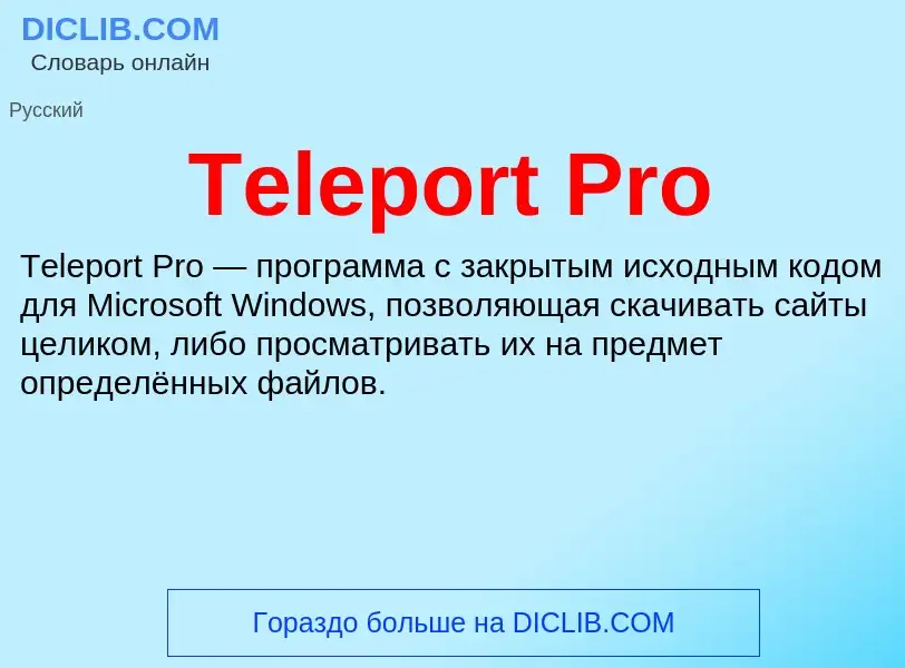 Che cos'è Teleport Pro - definizione