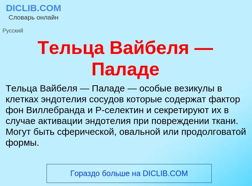 Che cos'è Тельца Вайбеля — Паладе - definizione