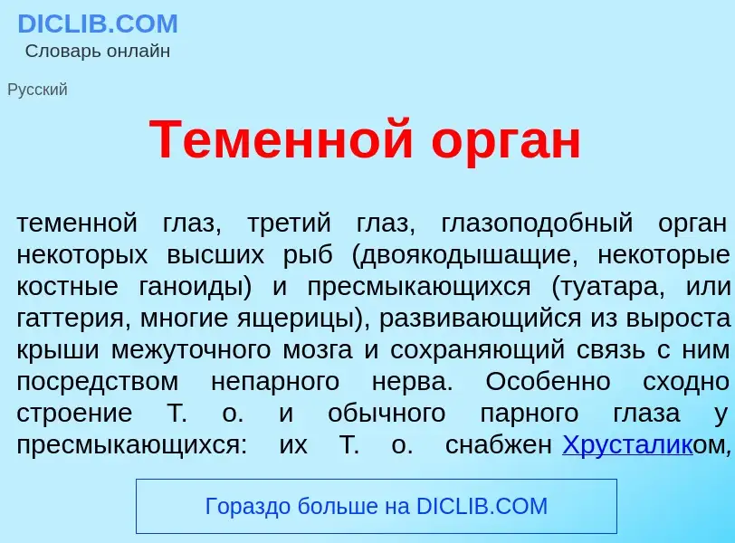 Что такое Теменн<font color="red">о</font>й <font color="red">о</font>рган - определение