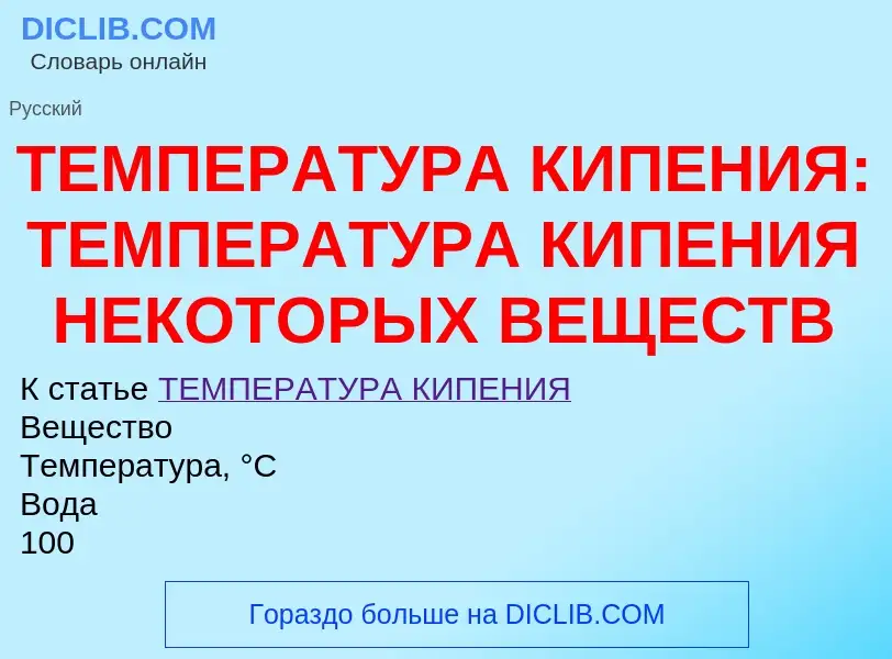 ¿Qué es ТЕМПЕРАТУРА КИПЕНИЯ: ТЕМПЕРАТУРА КИПЕНИЯ НЕКОТОРЫХ ВЕЩЕСТВ? - significado y definición