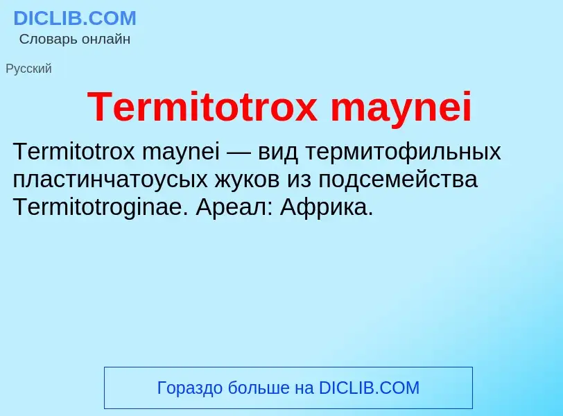 Τι είναι Termitotrox maynei - ορισμός