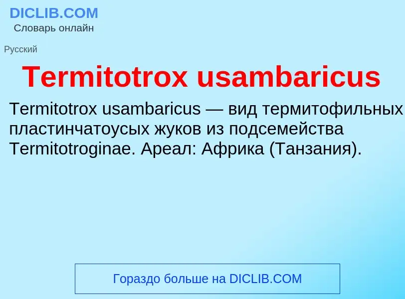 Τι είναι Termitotrox usambaricus - ορισμός