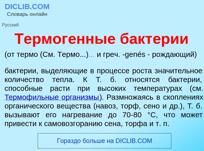 Что такое Термог<font color="red">е</font>нные бакт<font color="red">е</font>рии - определение