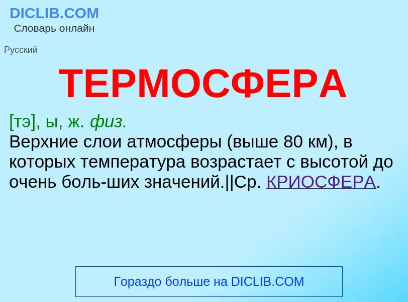 O que é ТЕРМОСФЕРА - definição, significado, conceito