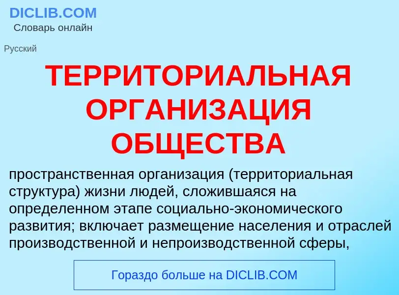 Che cos'è ТЕРРИТОРИАЛЬНАЯ ОРГАНИЗАЦИЯ ОБЩЕСТВА - definizione