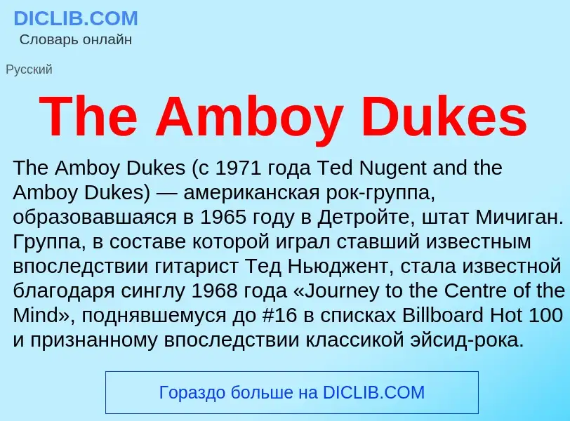 What is The Amboy Dukes - meaning and definition