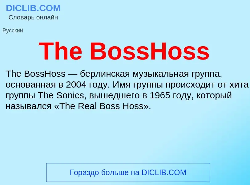 What is The BossHoss - meaning and definition