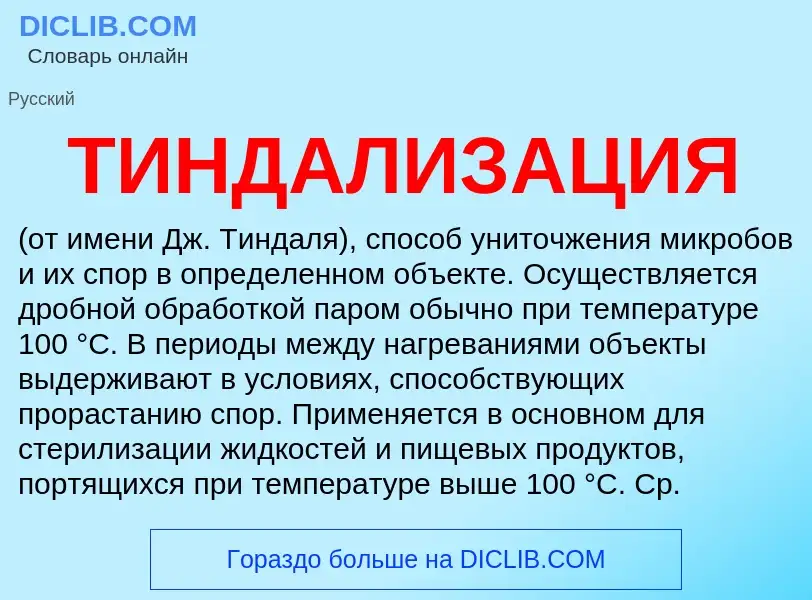 ¿Qué es ТИНДАЛИЗАЦИЯ? - significado y definición