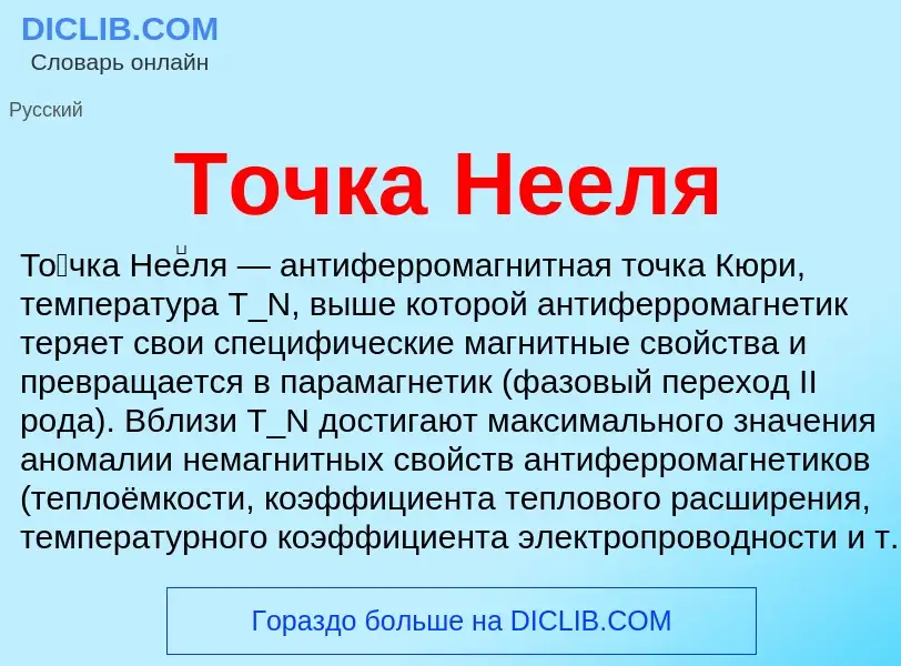 What is Точка Нееля - meaning and definition