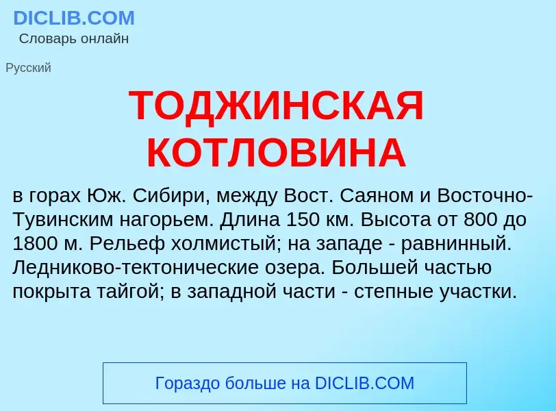 Che cos'è ТОДЖИНСКАЯ КОТЛОВИНА - definizione