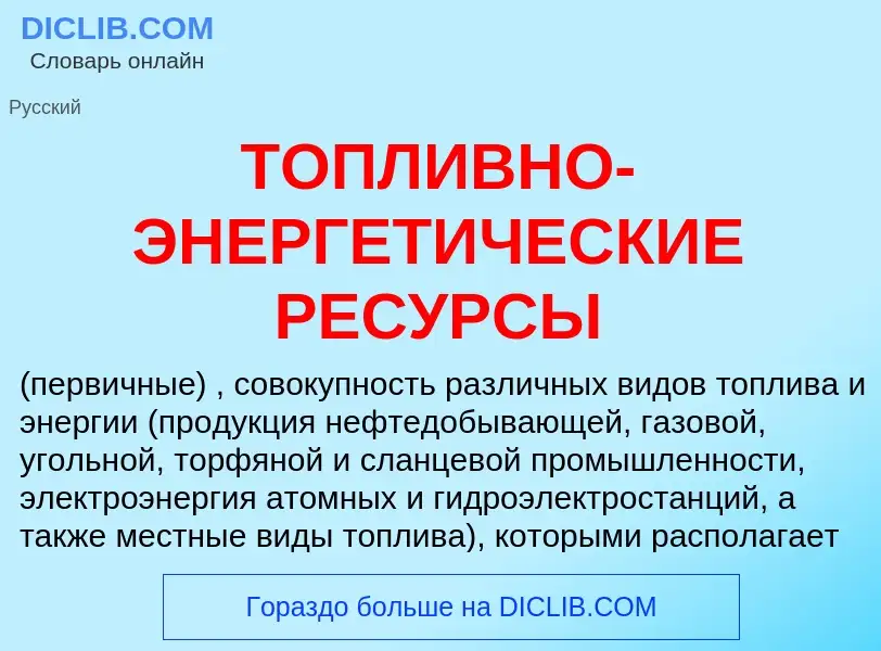 Che cos'è ТОПЛИВНО-ЭНЕРГЕТИЧЕСКИЕ РЕСУРСЫ - definizione