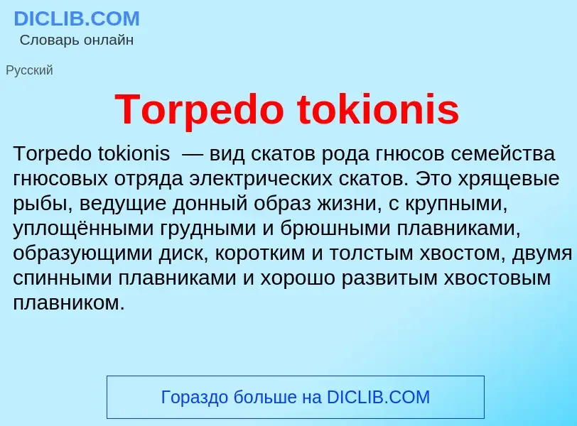 Wat is Torpedo tokionis - definition