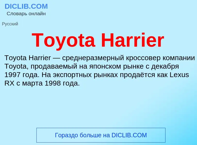 Che cos'è Toyota Harrier - definizione