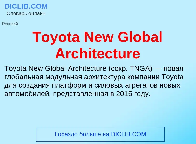 Che cos'è Toyota New Global Architecture - definizione