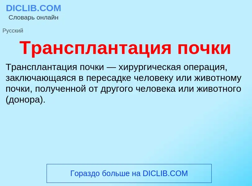 ¿Qué es Трансплантация почки? - significado y definición