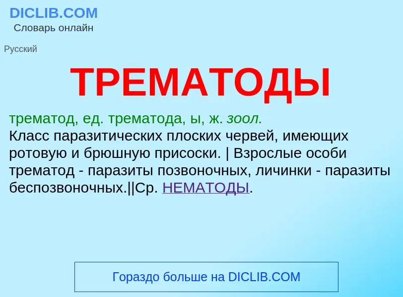 What is ТРЕМАТОДЫ - meaning and definition