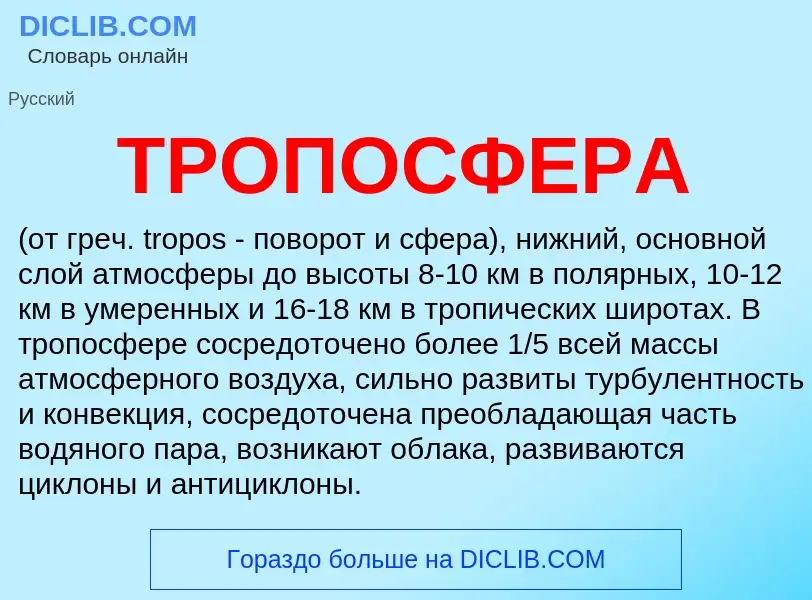 Wat is ТРОПОСФЕРА - definition