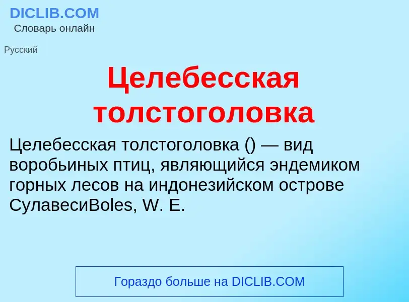 ¿Qué es Целебесская толстоголовка? - significado y definición