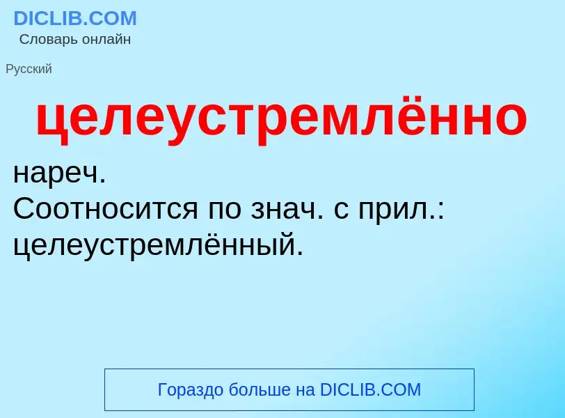 What is целеустремлённо - meaning and definition