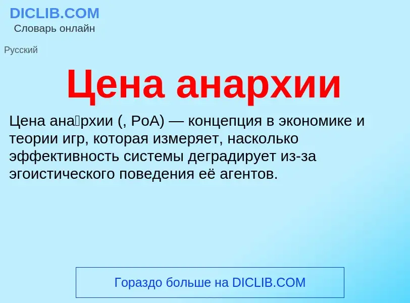 ¿Qué es Цена анархии? - significado y definición