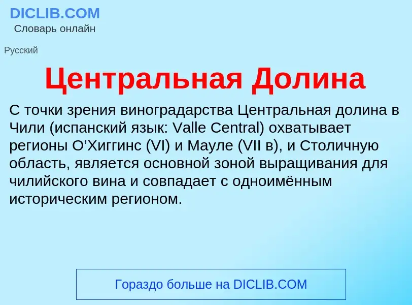 ¿Qué es Центральная Долина? - significado y definición