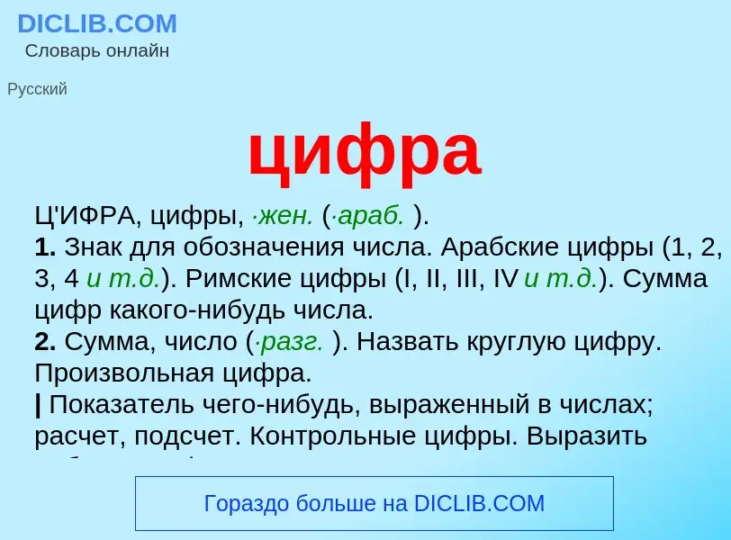 What is цифра - meaning and definition