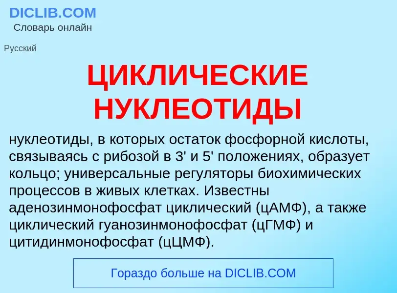 Qu'est-ce que ЦИКЛИЧЕСКИЕ НУКЛЕОТИДЫ - définition