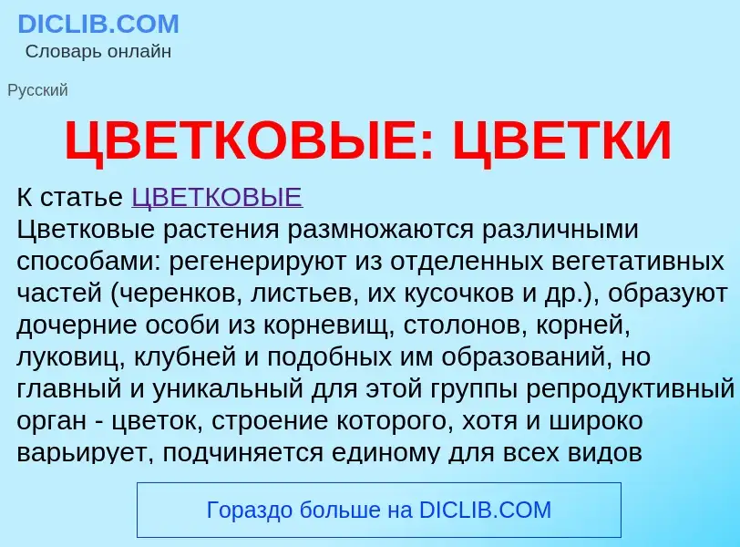 Wat is ЦВЕТКОВЫЕ: ЦВЕТКИ - definition