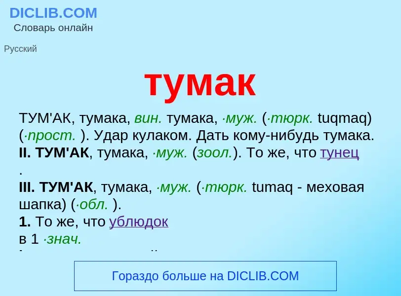 O que é тумак - definição, significado, conceito