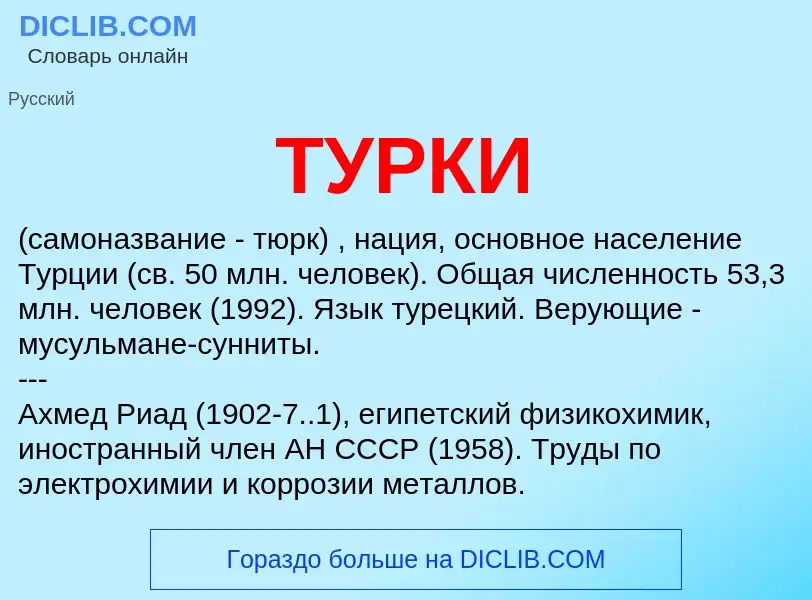 Wat is ТУРКИ - definition