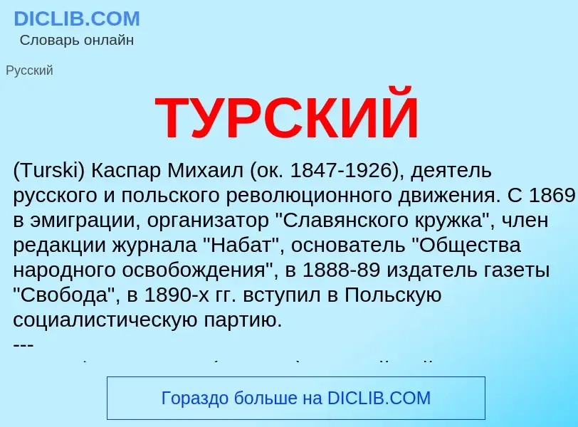 What is ТУРСКИЙ - definition