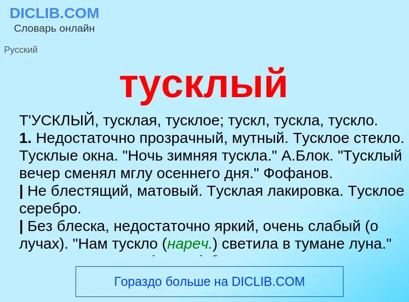 What is тусклый - definition