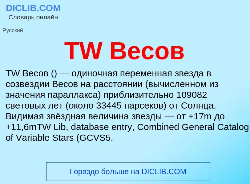 Что такое TW Весов - определение