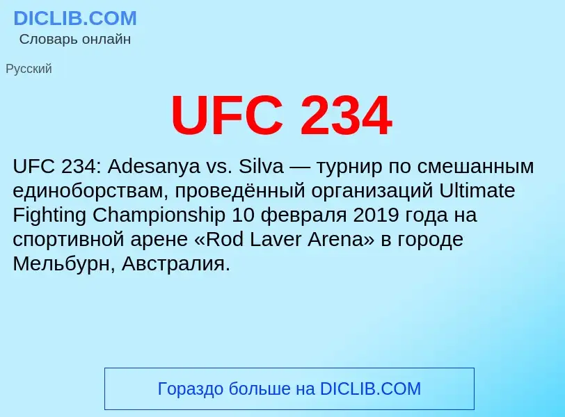 Che cos'è UFC 234 - definizione