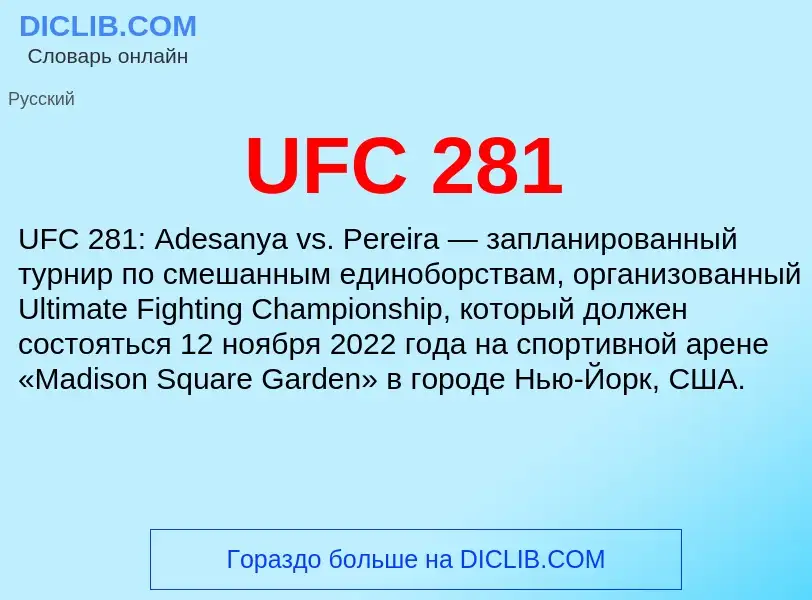 Che cos'è UFC 281 - definizione