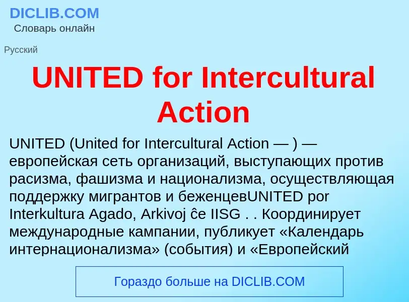 Che cos'è UNITED for Intercultural Action - definizione