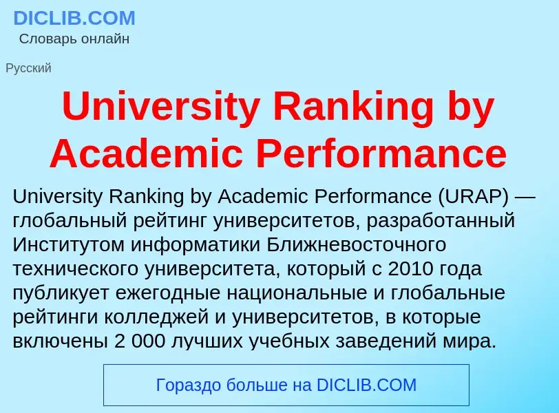 Что такое University Ranking by Academic Performance - определение