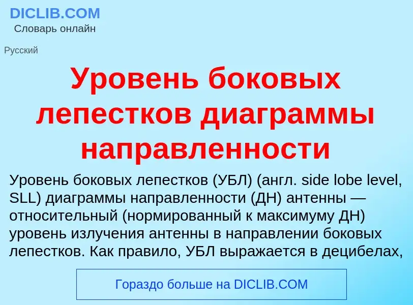 What is Уровень боковых лепестков диаграммы направленности - definition