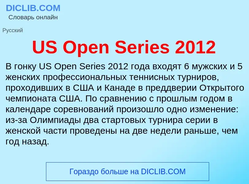 Che cos'è US Open Series 2012 - definizione