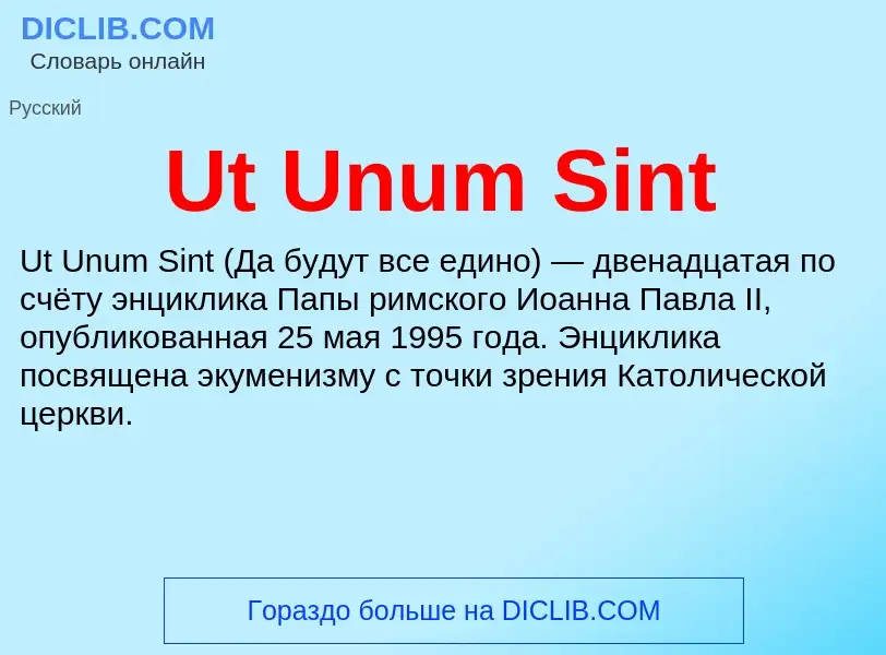 What is Ut Unum Sint - definition