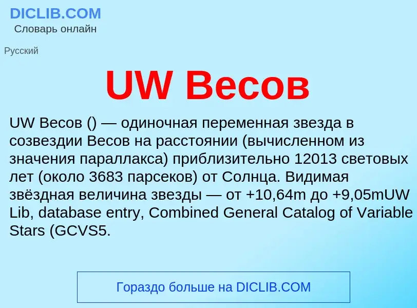 Что такое UW Весов - определение