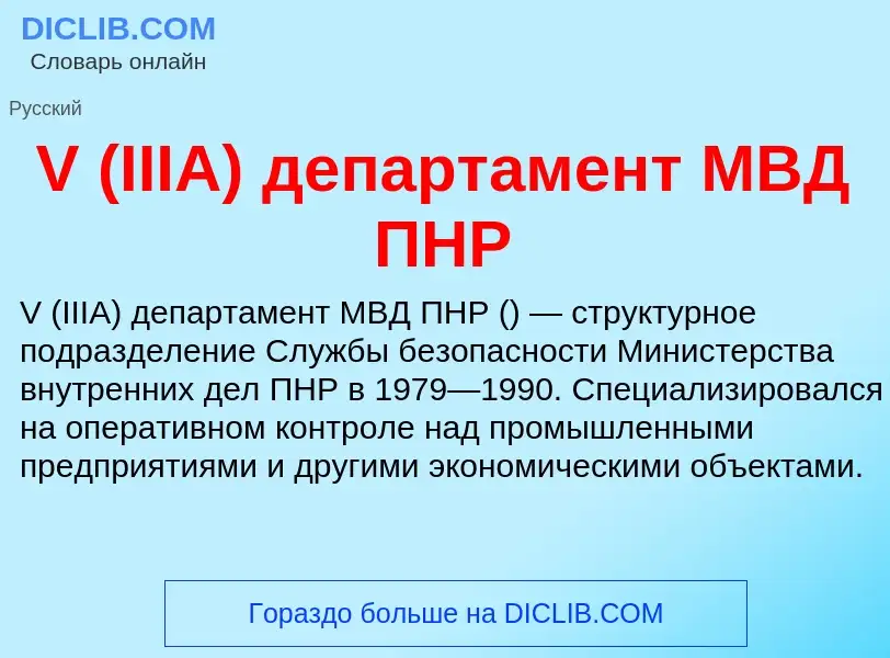 Che cos'è V (IIIA) департамент МВД ПНР - definizione