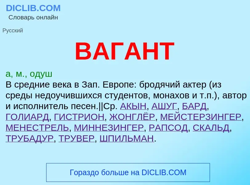 What is ВАГАНТ - meaning and definition