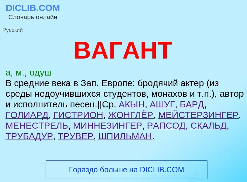 ¿Qué es ВАГАНТ? - significado y definición