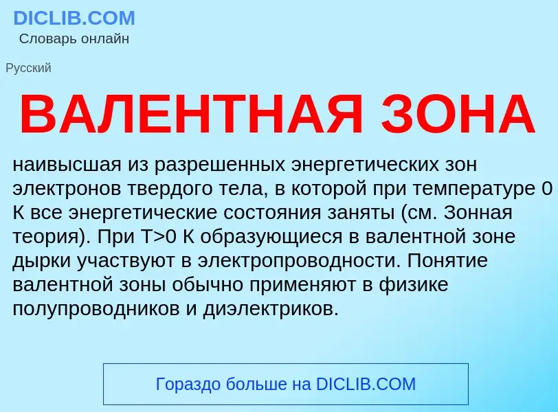 ¿Qué es ВАЛЕНТНАЯ ЗОНА? - significado y definición