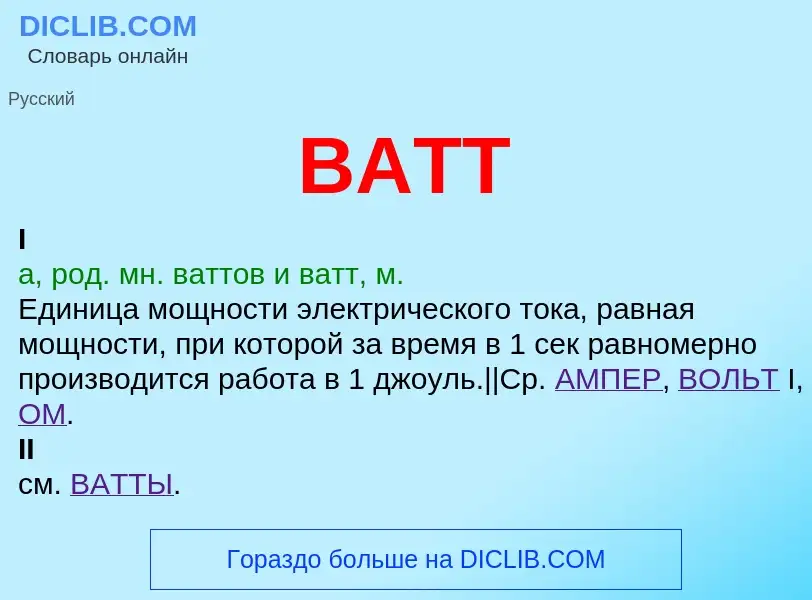 What is ВАТТ - meaning and definition