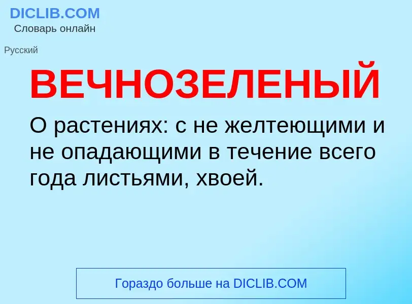 O que é ВЕЧНОЗЕЛЕНЫЙ - definição, significado, conceito